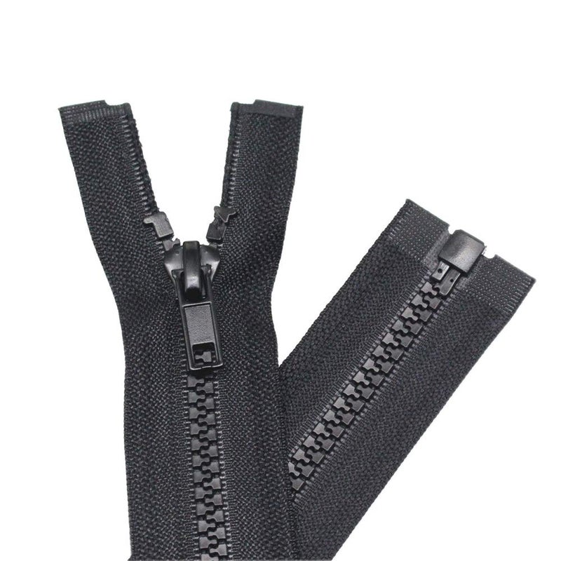 YaHoGa 2PCS #5 12 inch Separating Jacket Zippers for Sewing Coats Jacket Zipper Black Molded Plastic Zippers Bulk (12" 2pc) - Image 1